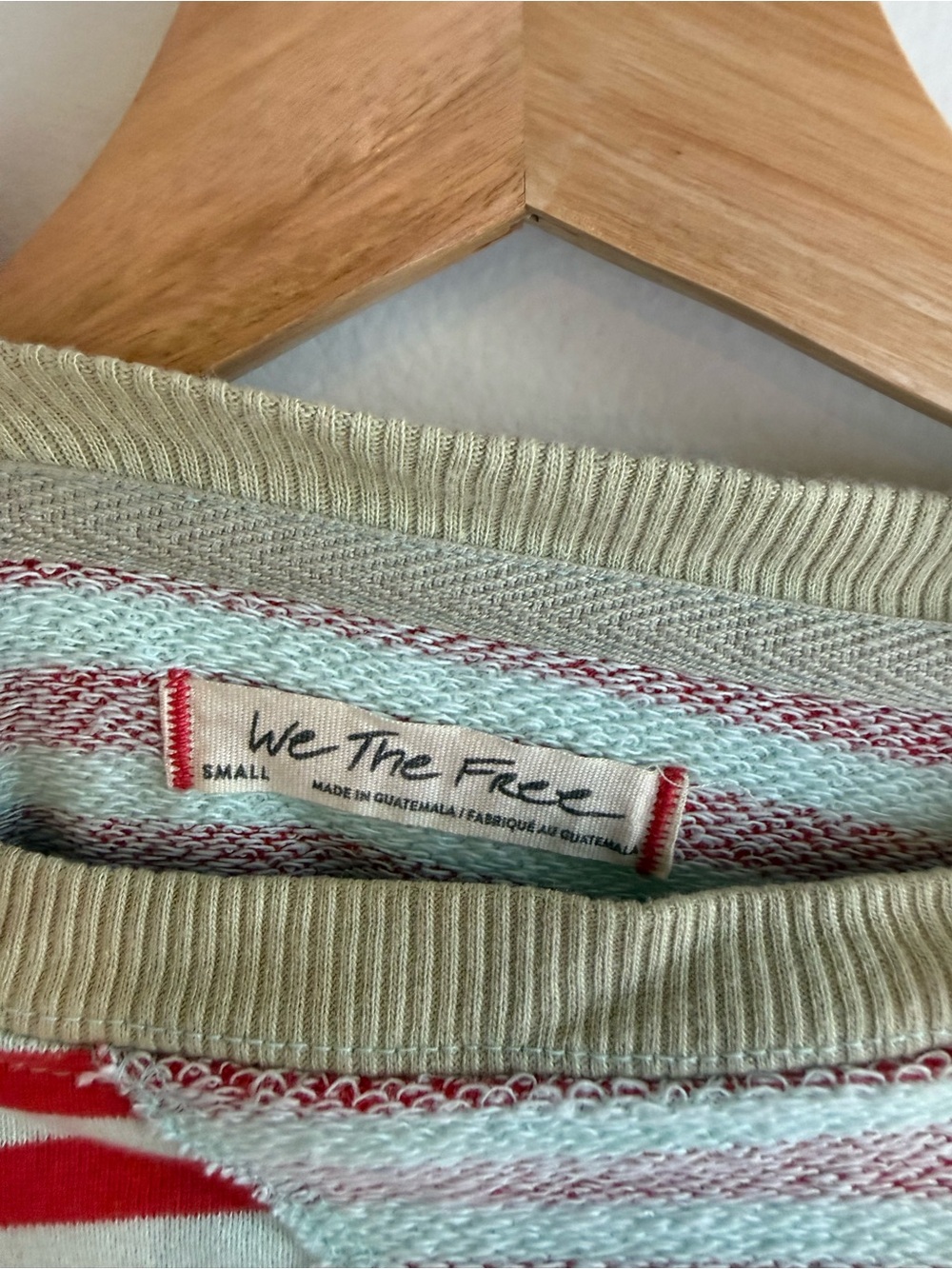 Free People Striped Red & Cream Pullover Sweatshirt - Picture 2 of 2